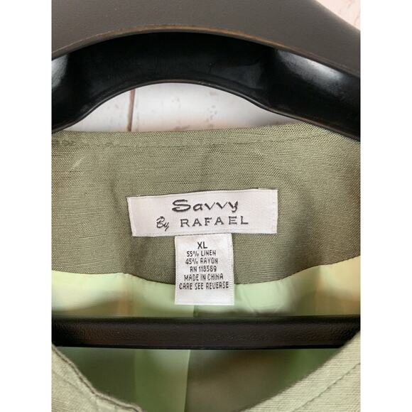 Savvy By Rafael Green blazer Womens XL Linen/Rayon blend 3/4 sleeves - Picture 3 of 4